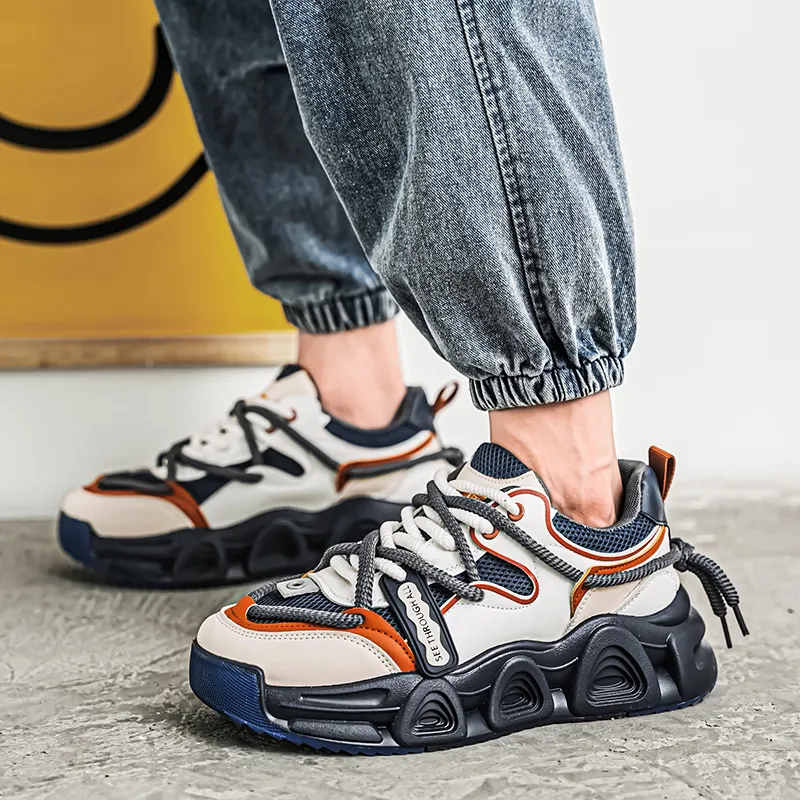 JKEM Cushioned Slip Resistant Abrasion Resistant Low Top Chunky Sneakers Men's-2
