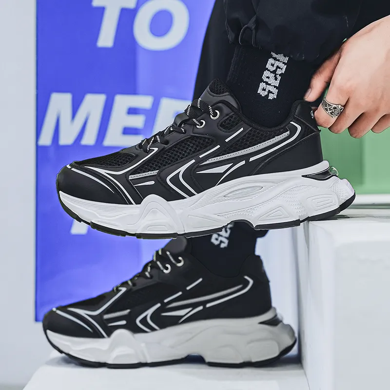 JKEM Cushioning Breathable Height Increasing Low Top Chunky Sneakers Men's-3