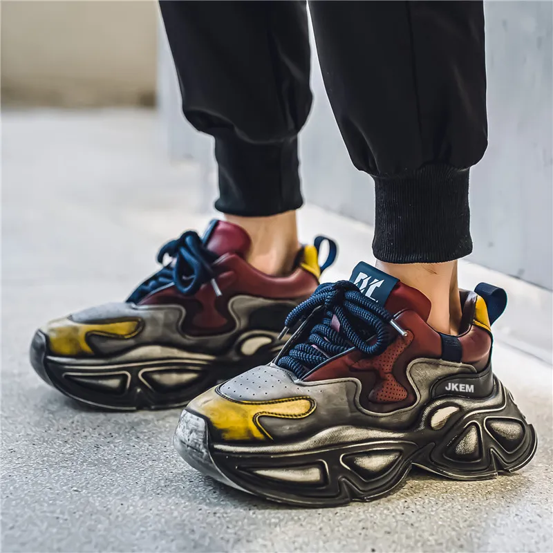 JKEM Anti-Slip And Wear-Resistant Height Increasing Low-Top Chunky Sneakers Men's-2