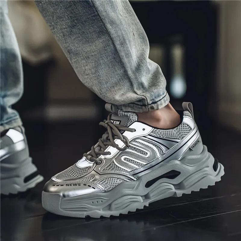 JKEM Anti Slip Wear Resistant Low Top Chunky Sneakers Men's-14