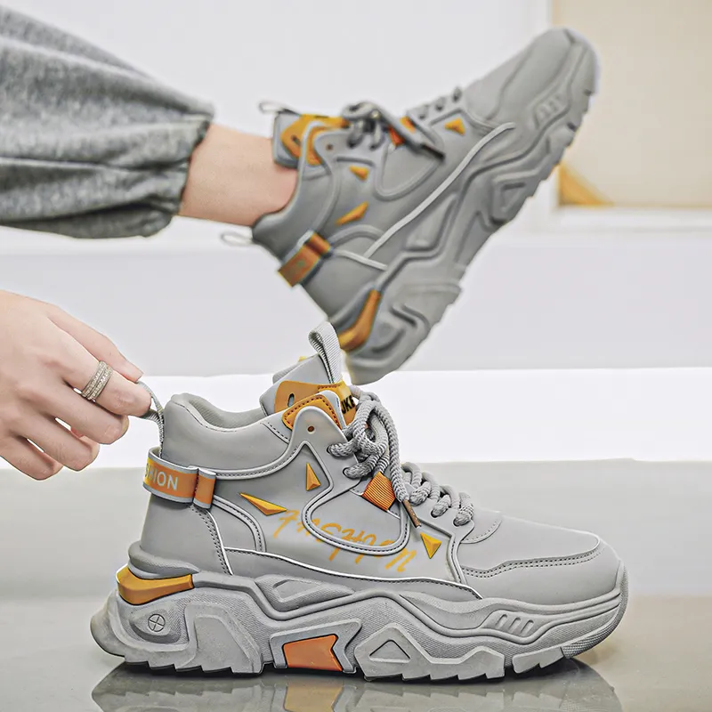 JKEM Anti-Slip And Wear-Resistant Warm Mid-Top Chunky Sneakers Men's-14