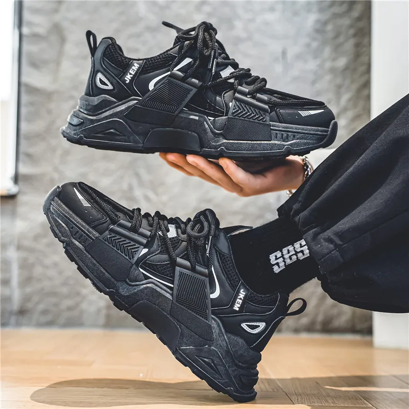 JKEM Anti-Slip Wear-Resistant Low-Top Chunky Sneakers Men's-4
