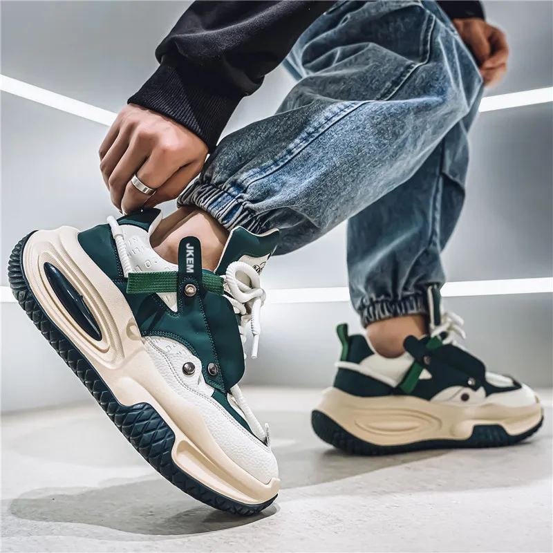 JKEM Cushioning Anti-Slip And Wear-Resistant Height Increasing Low-Top Chunky Sneakers Men's-13