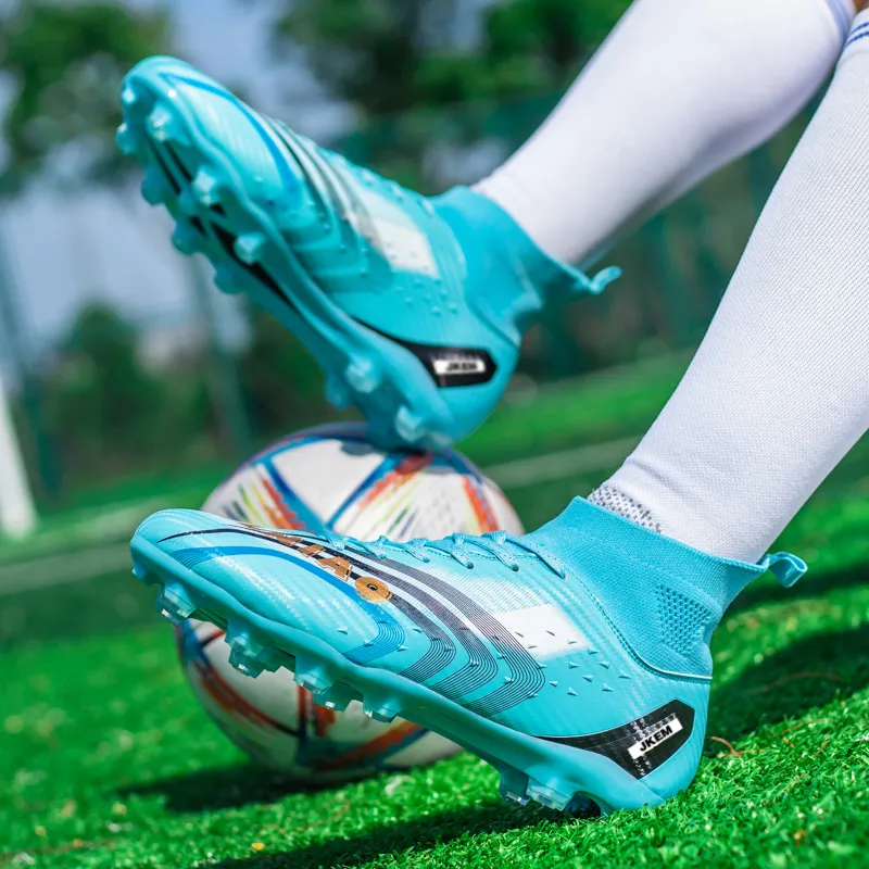 JKEM Soccer Shoes Unisex Mid Top White Gold/Black Gold/Gold/Aqua-21