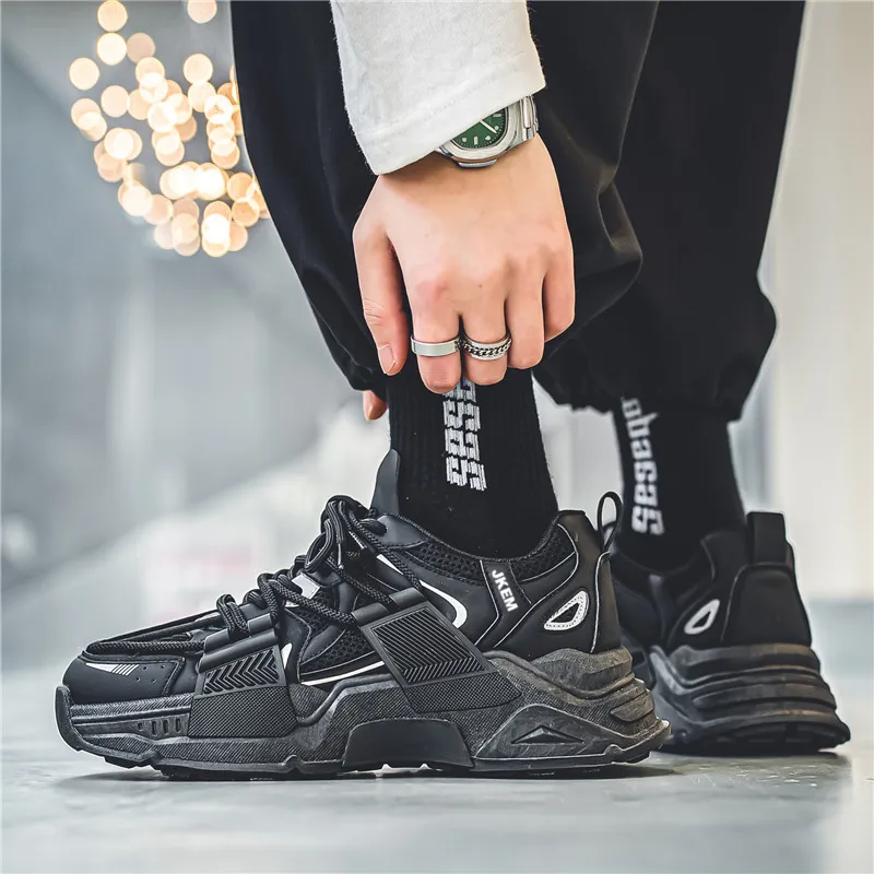 JKEM Anti-Slip Wear-Resistant Low-Top Chunky Sneakers Men's-3
