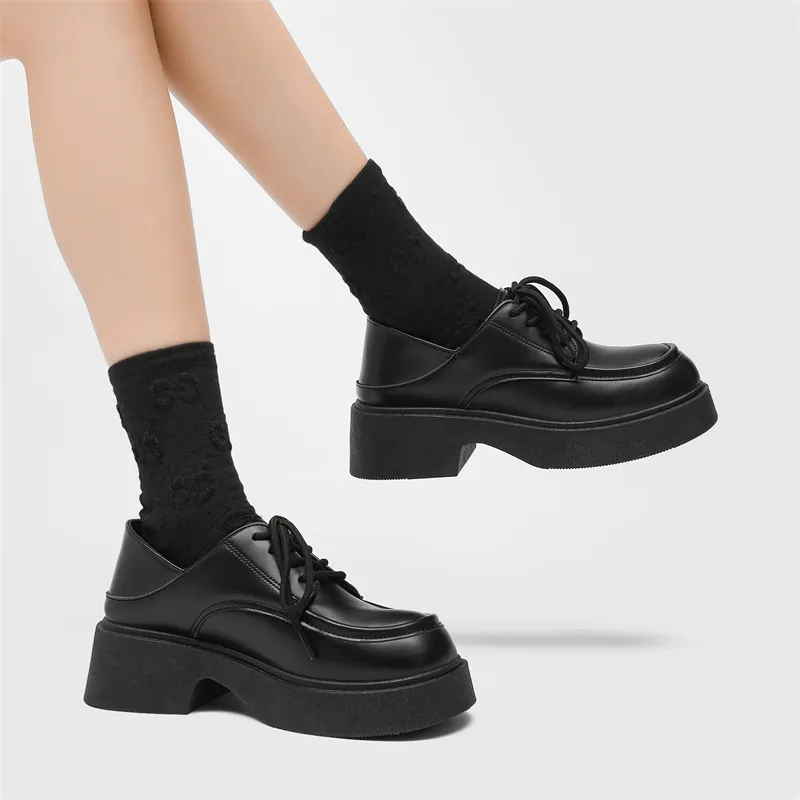 JKEM Dress Shoes Unisex Low Top Black-5
