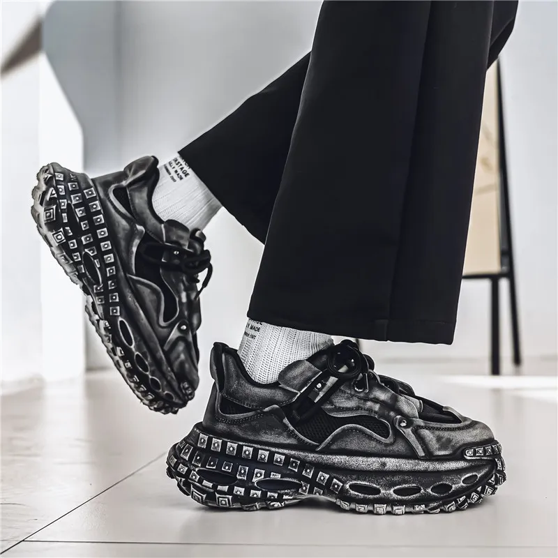 JKEM Anti Slip Wear Resistant Low Top Chunky Sneakers Men's-14
