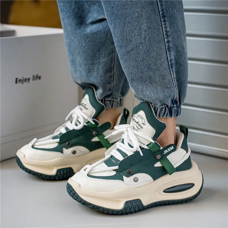 JKEM Cushioning Anti-Slip And Wear-Resistant Height Increasing Low-Top Chunky Sneakers Men's-12