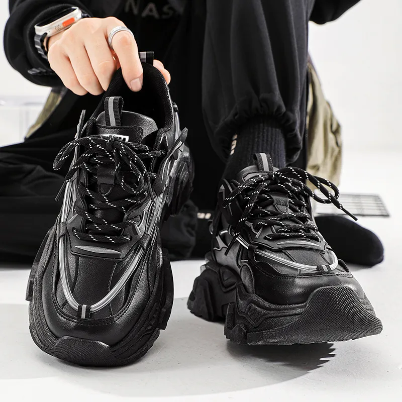 JKEM Cushioned Wear Resistant Height Increasing Low Top Chunky Sneakers Men's-3