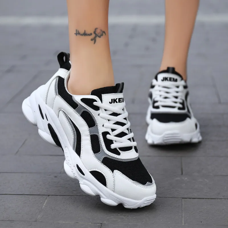 JKEM Wear-resistant Lightweight Breathable And Non-slip. Low-Top Chunky Sneakers Women's-21