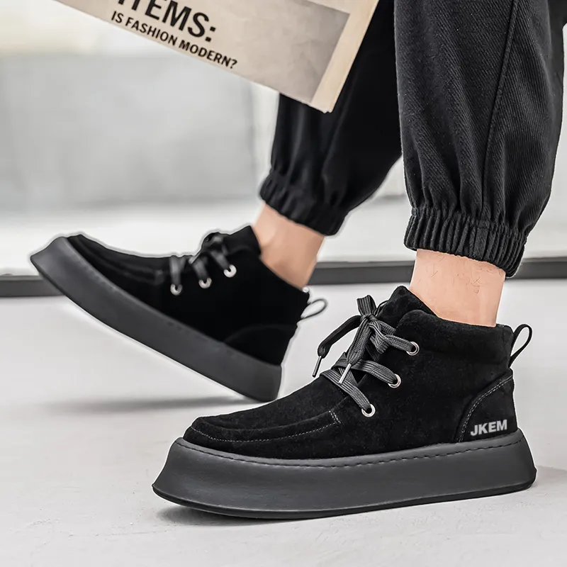 JKEM Cushioned Slip-Resistant Abrasion-Resistant High-Top Casual Shoes Men's-4