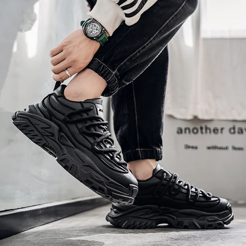 JKEM Anti-Slip And Wear-Resistant Height Increasing Low-Top Chunky Sneakers Men's-4