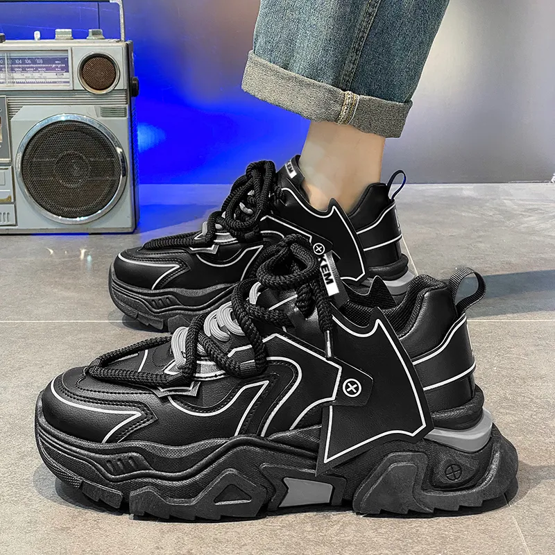JKEM Anti-Slip And Wear-Resistant Height Increasing High-Top Chunky Sneakers Men's-2