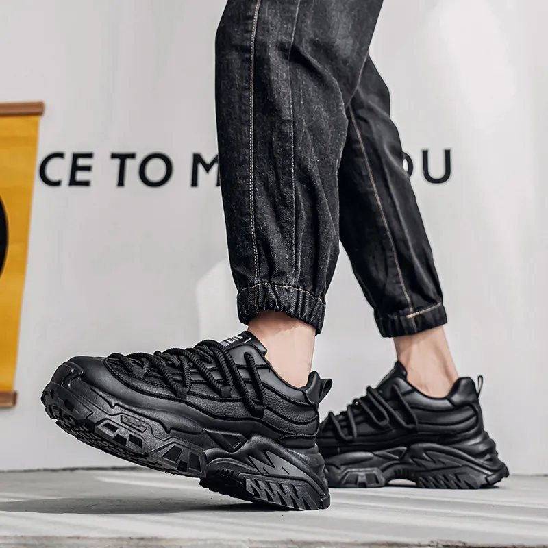 JKEM Anti-Slip And Wear-Resistant Height Increasing Low-Top Chunky Sneakers Men's-3