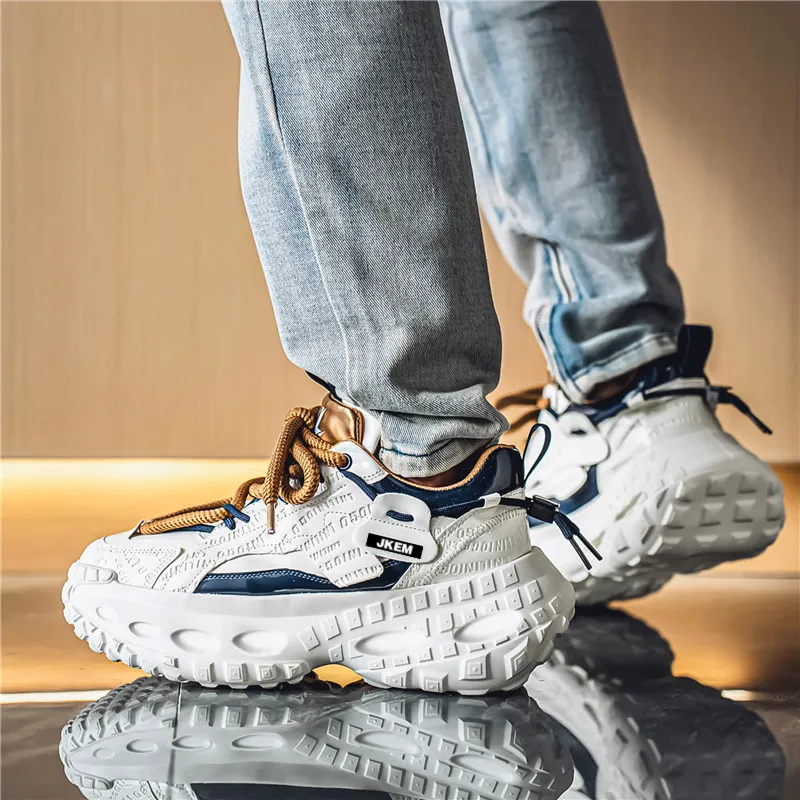 JKEM Anti Slip And Wear Resistant Height Increasing Low Top Chunky Sneakers Men's-7