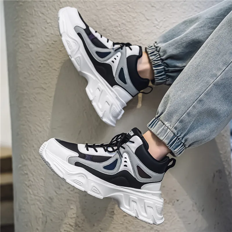 JKEM Cushioned Slip-Resistant Abrasion-Resistant High-Top Chunky Sneakers Men's-4