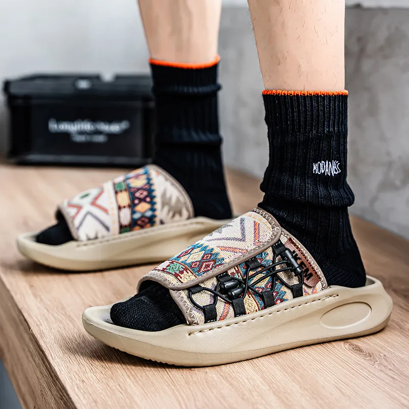 JKEM Rubber Sole Stitching Slip Resistant Abrasion Resistant Cushioning Slide Slippers Men's-2
