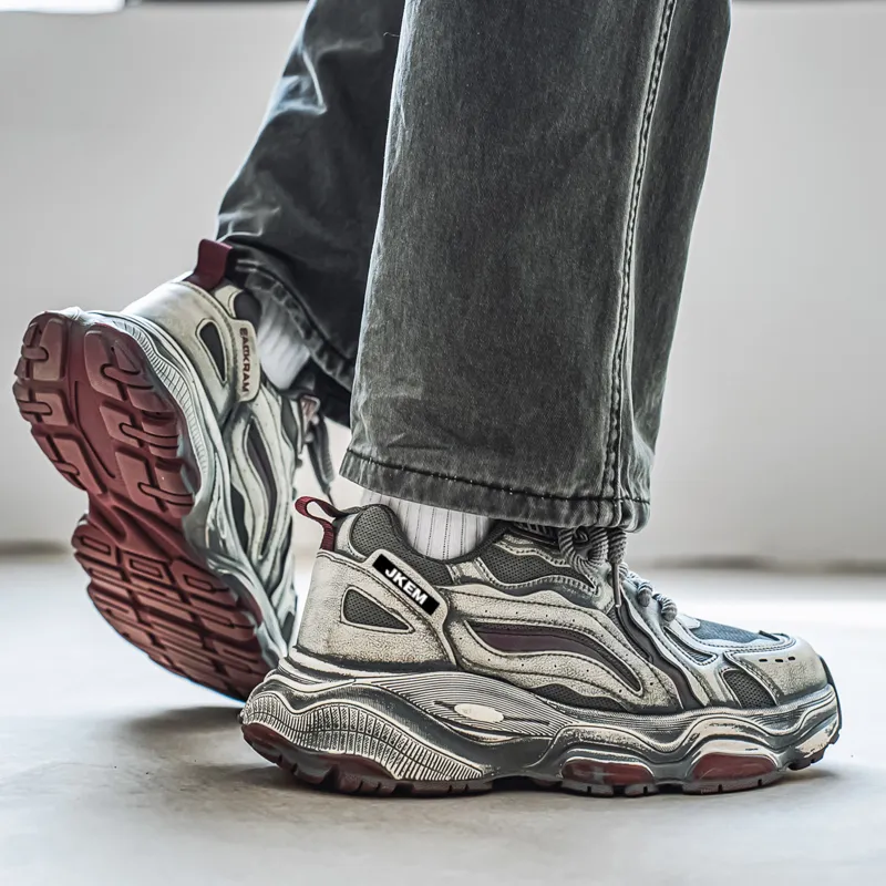 JKEM Shock Absorbers Slip Resistant Breathable Low Top Chunky Sneakers Men's-4