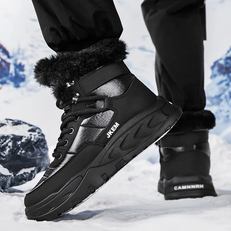 JKEM Warm Wear-Resistant Height Increasing Short Mid-Calf Snow Boots Men's-2