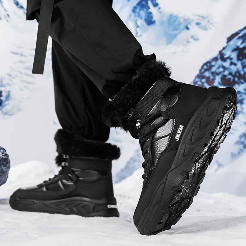 JKEM Warm Wear-Resistant Height Increasing Short Mid-Calf Snow Boots Men's-3