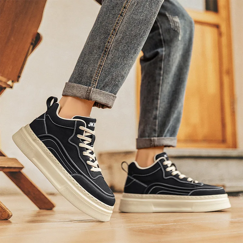 JKEM Anti-Slip And Wear-Resistant Height Increasing High-Top Skateboard Shoes Men's-4