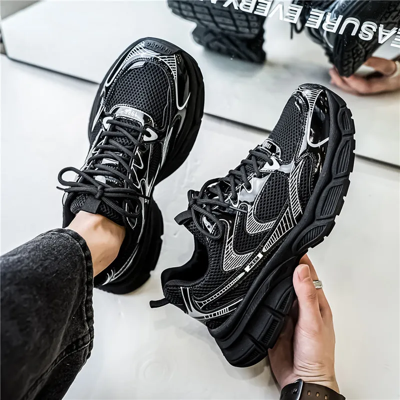 JKEM Anti-Slip Wear-Resistant Low-Top Chunky Sneakers Men's-5