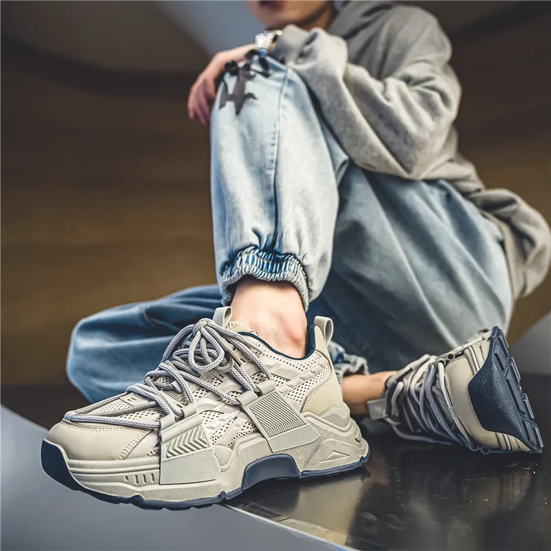 JKEM Cushioning Anti-Slip Wear-Resistant Breathable Height Increasing Low-Top Chunky Sneakers Men's-14