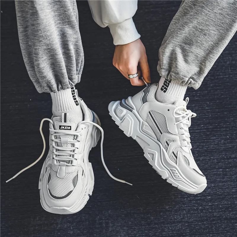 JKEM Anti Slip And Wear Resistant Height Increasing Low Top Chunky Sneakers Men's-9