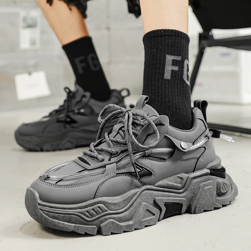 JKEM Cushioned Wear Resistant Height Increasing Low Top Chunky Sneakers Men's-12