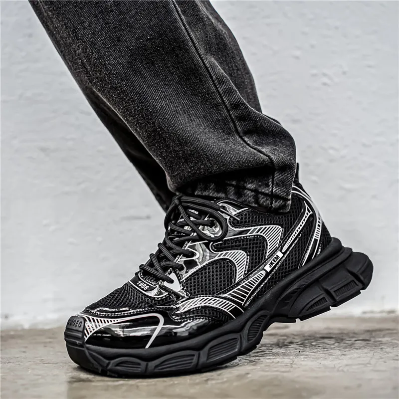JKEM Anti-Slip Wear-Resistant Low-Top Chunky Sneakers Men's-3