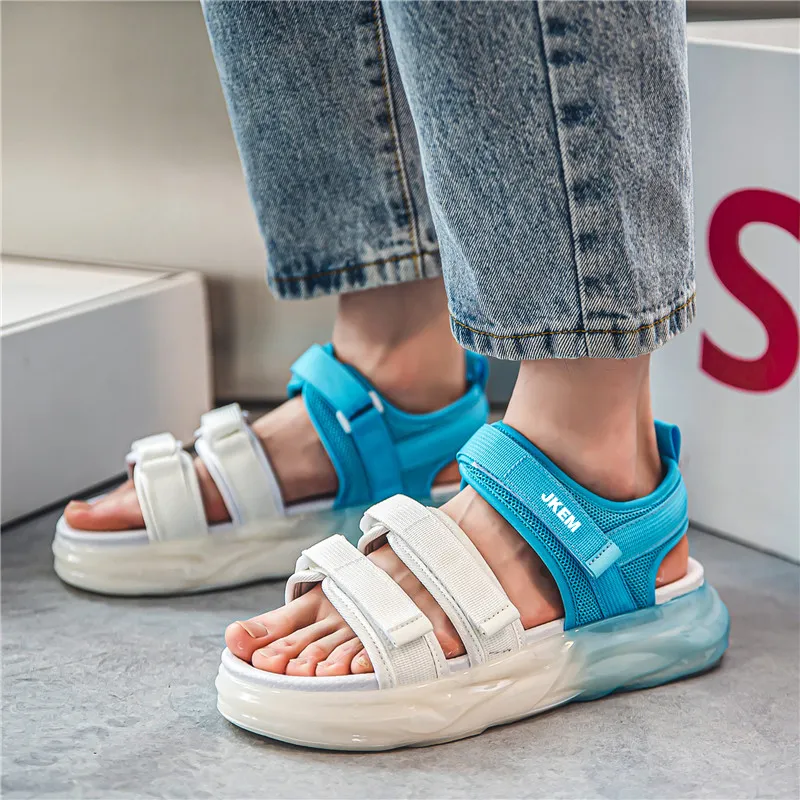 JKEM Beach Sandals Unisex White Black/White Blue/Beige Orange-5