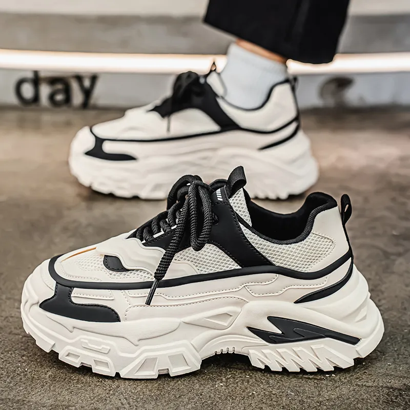 JKEM Slip Resistant Breathable Height Increasing Low Top Chunky Sneakers Men's-9