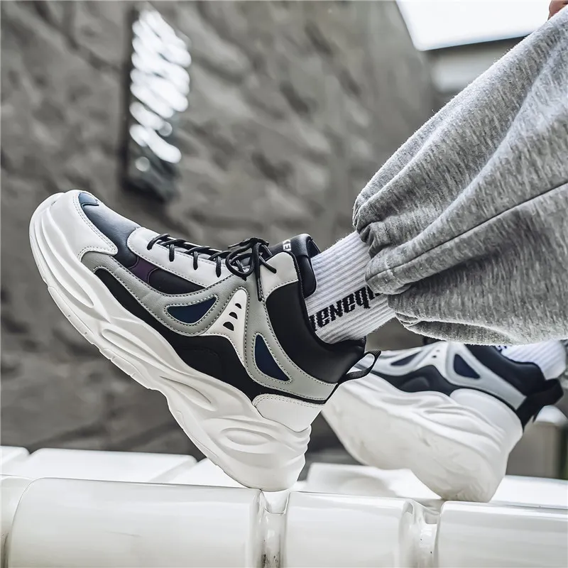JKEM Cushioned Slip-Resistant Abrasion-Resistant High-Top Chunky Sneakers Men's-2