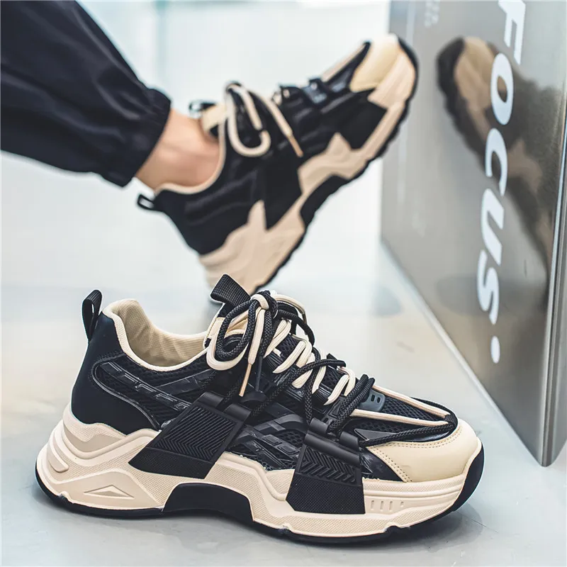 JKEM Cushioning Anti-Slip Wear-Resistant Breathable Height Increasing Low-Top Chunky Sneakers Men's-7