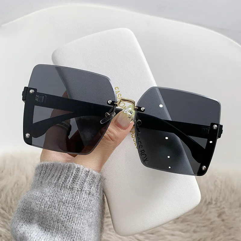 Narandu PC Square Sunglasses Women's Black Frame With Black Gray Lens/Ecru Frame With Graduated Tea Brown Lens-1
