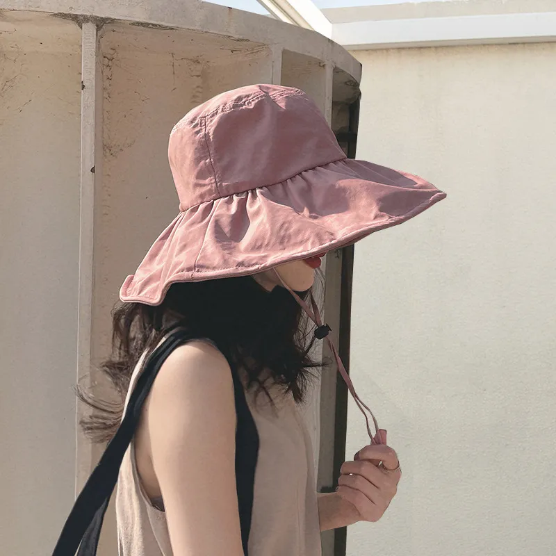 Narandu Polyester Sun Protection Hats Women's Pink/Midnight Black/Camel-1
