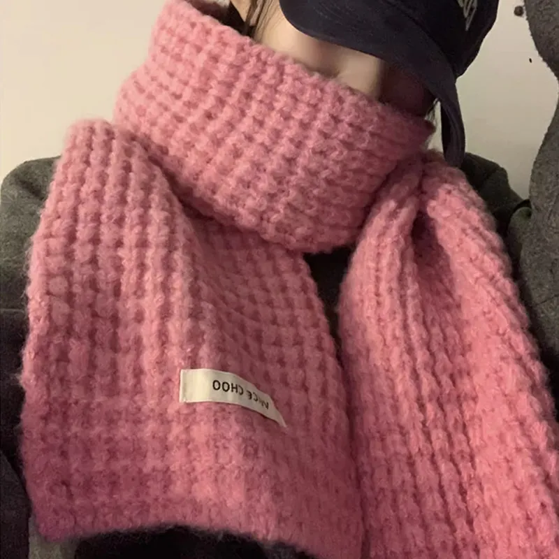 Narandu Wool Blend Knit Scarves Women's Pink-1