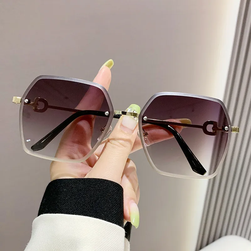 Narandu PC Metal Square Sunglasses Women's Gold Frame With Gradient Gray Lens/Gold Frame With Tea Brown Lens-1
