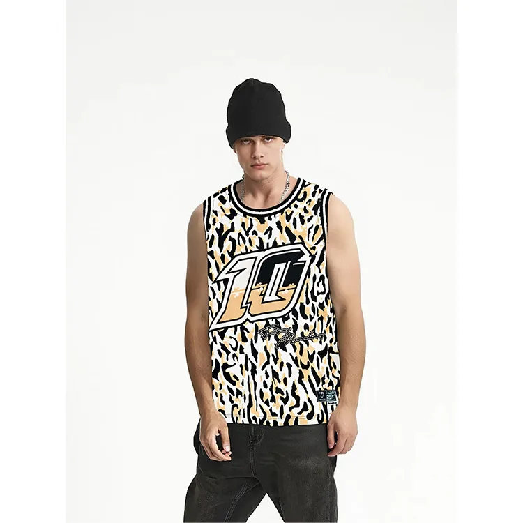 FireMonkey Basketball Jersey Unisex Brown Leopard Print-3
