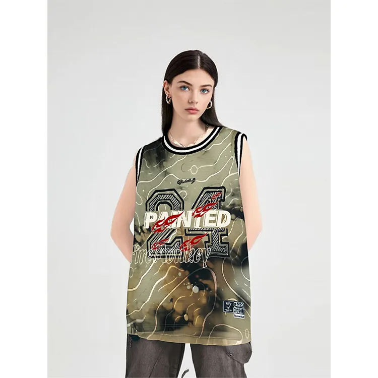 FireMonkey Basketball Jersey Unisex Khaki Brown-3