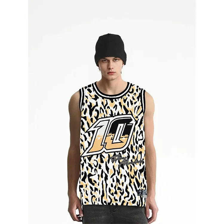 FireMonkey Basketball Jersey Unisex Brown Leopard Print-2