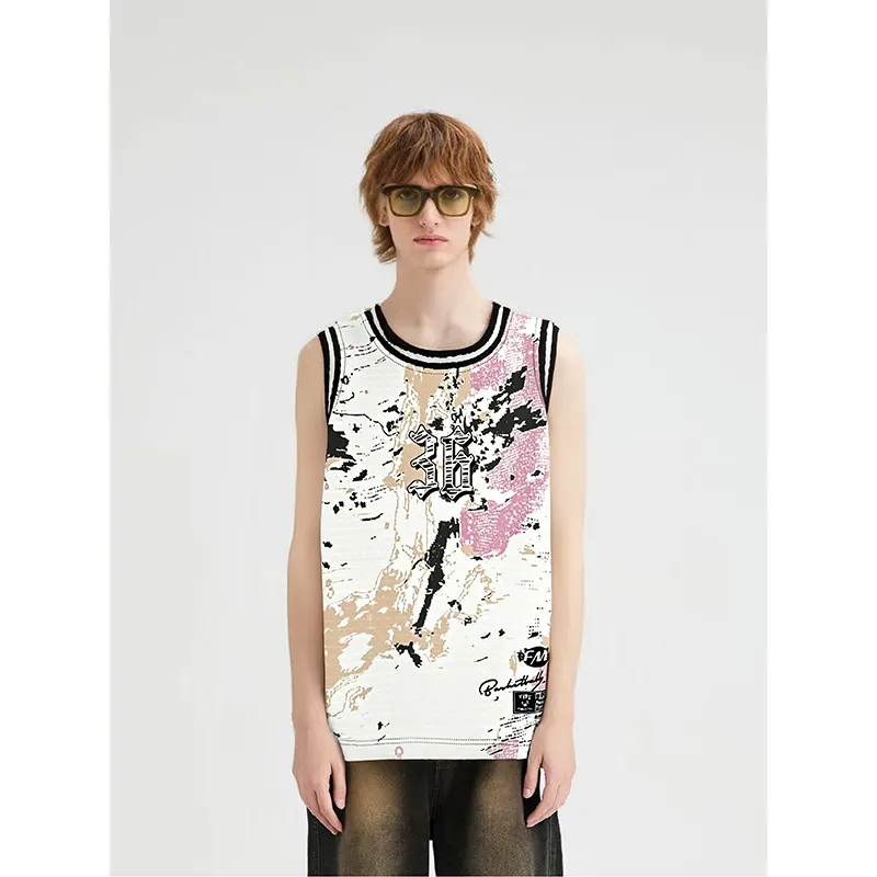 FireMonkey Basketball Jersey Unisex Beige Pink-3