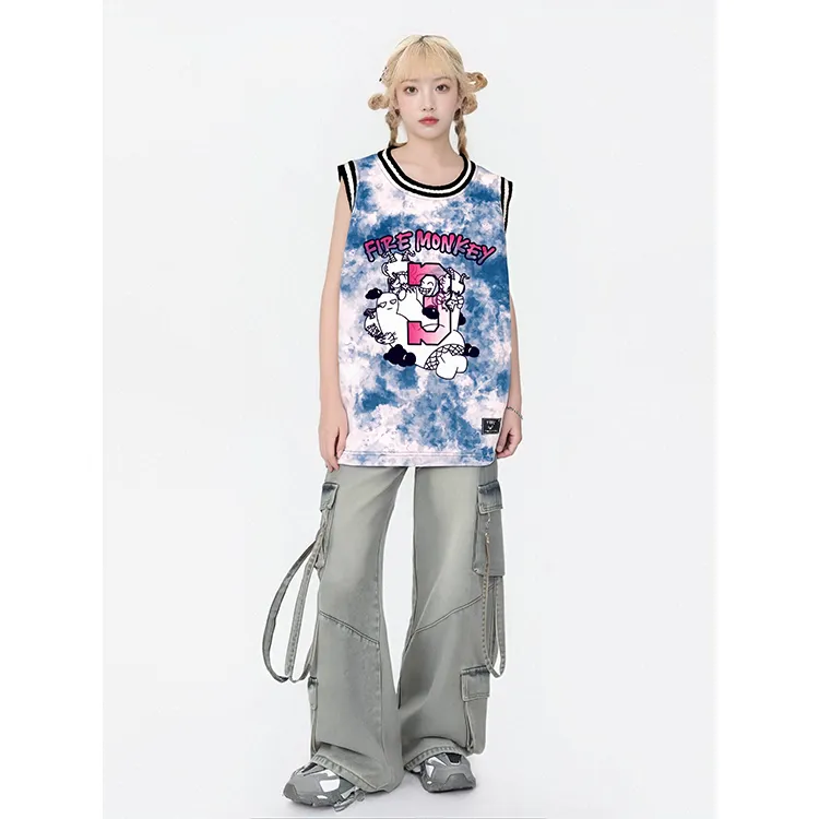 FireMonkey Basketball Jersey Unisex Blue Pink-3
