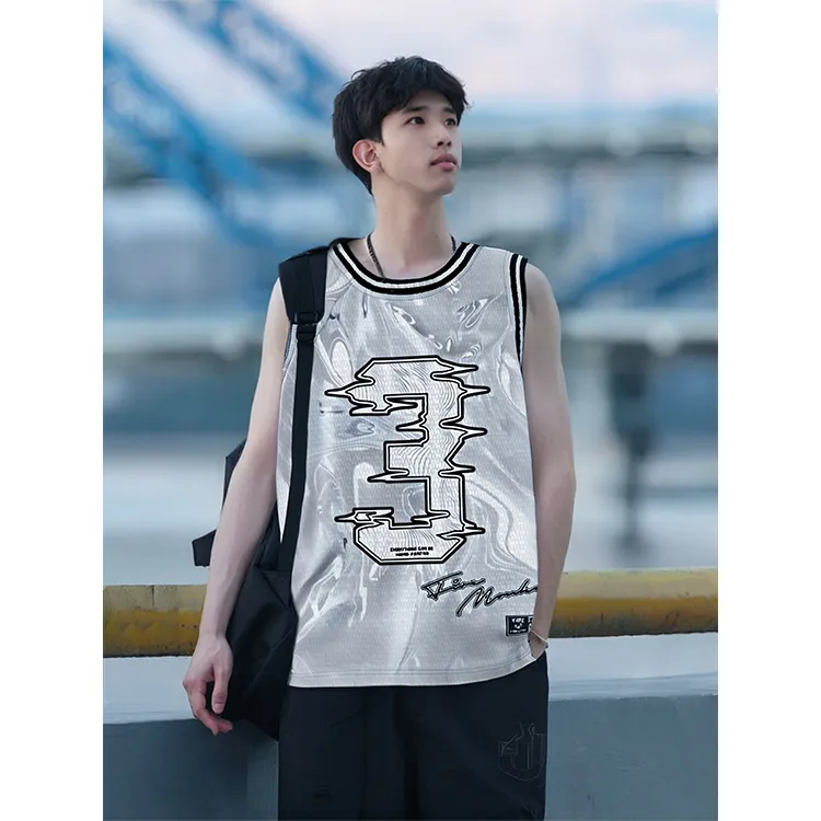 FireMonkey Basketball Jersey Unisex Phantom Pattern Gray-2