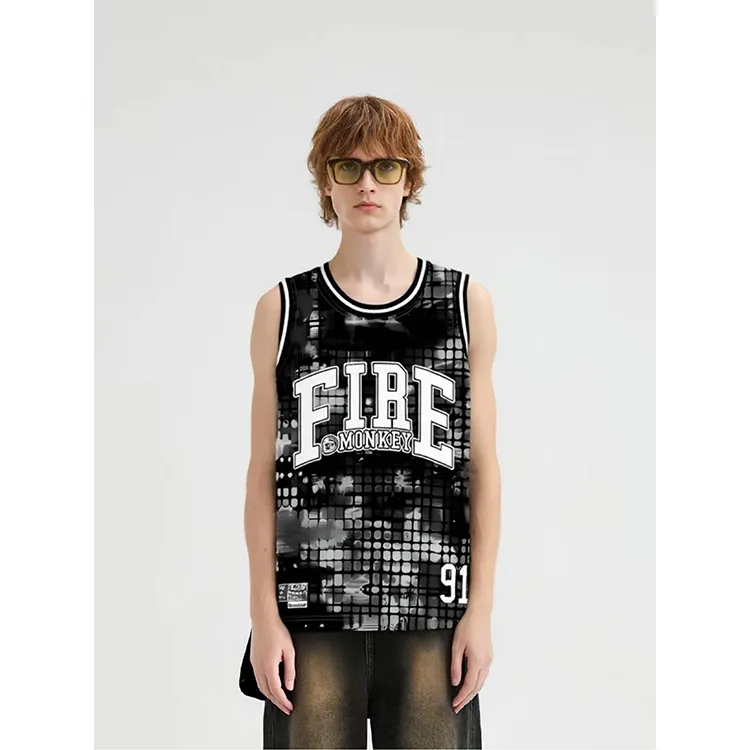FireMonkey Basketball Jersey Unisex Cool Elegant Black-3