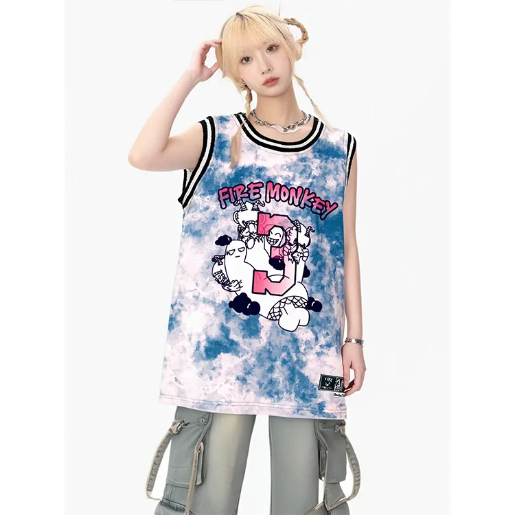 FireMonkey Basketball Jersey Unisex Blue Pink-2