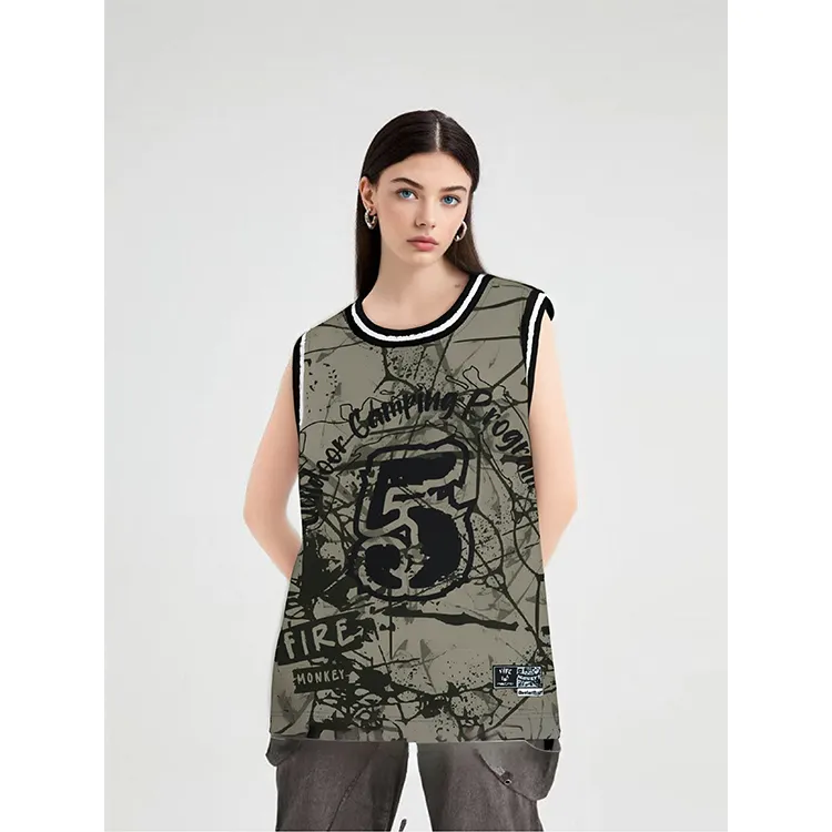 FireMonkey Basketball Jersey Unisex Gray Green Jasper-2