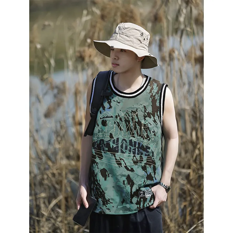 FireMonkey Basketball Jersey Unisex Dark Brown green-2
