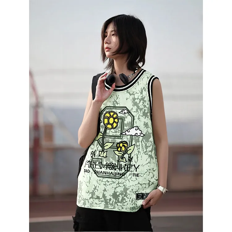 FireMonkey Basketball Jersey Unisex Mint Green-3