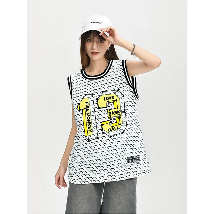 FireMonkey Basketball Jersey Unisex Textured White-2